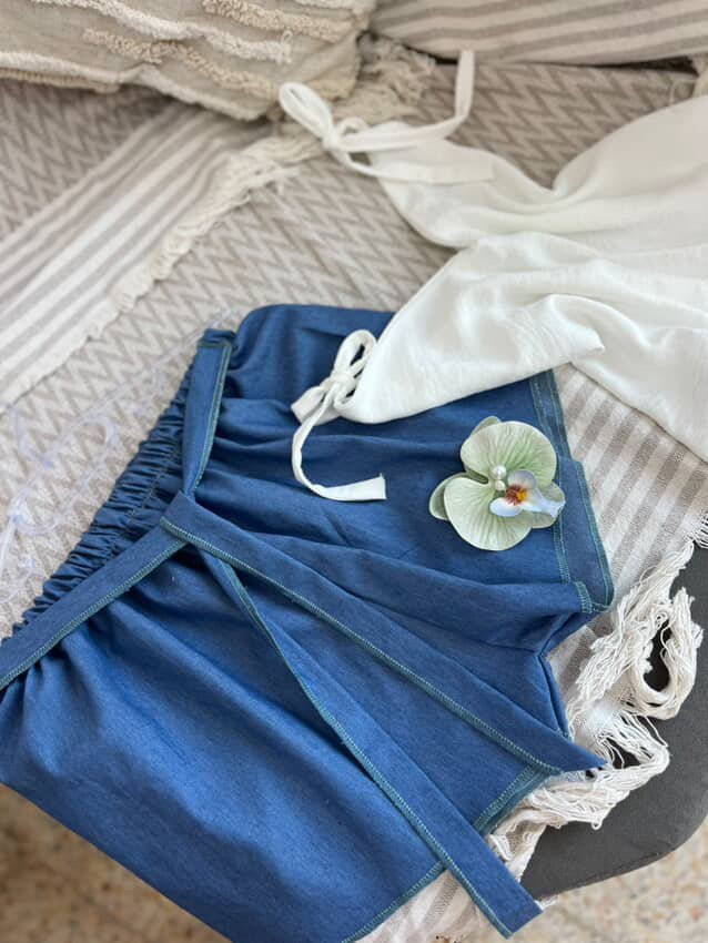 ✨ Pyjama Short Mariée – Jean & Satin ✨