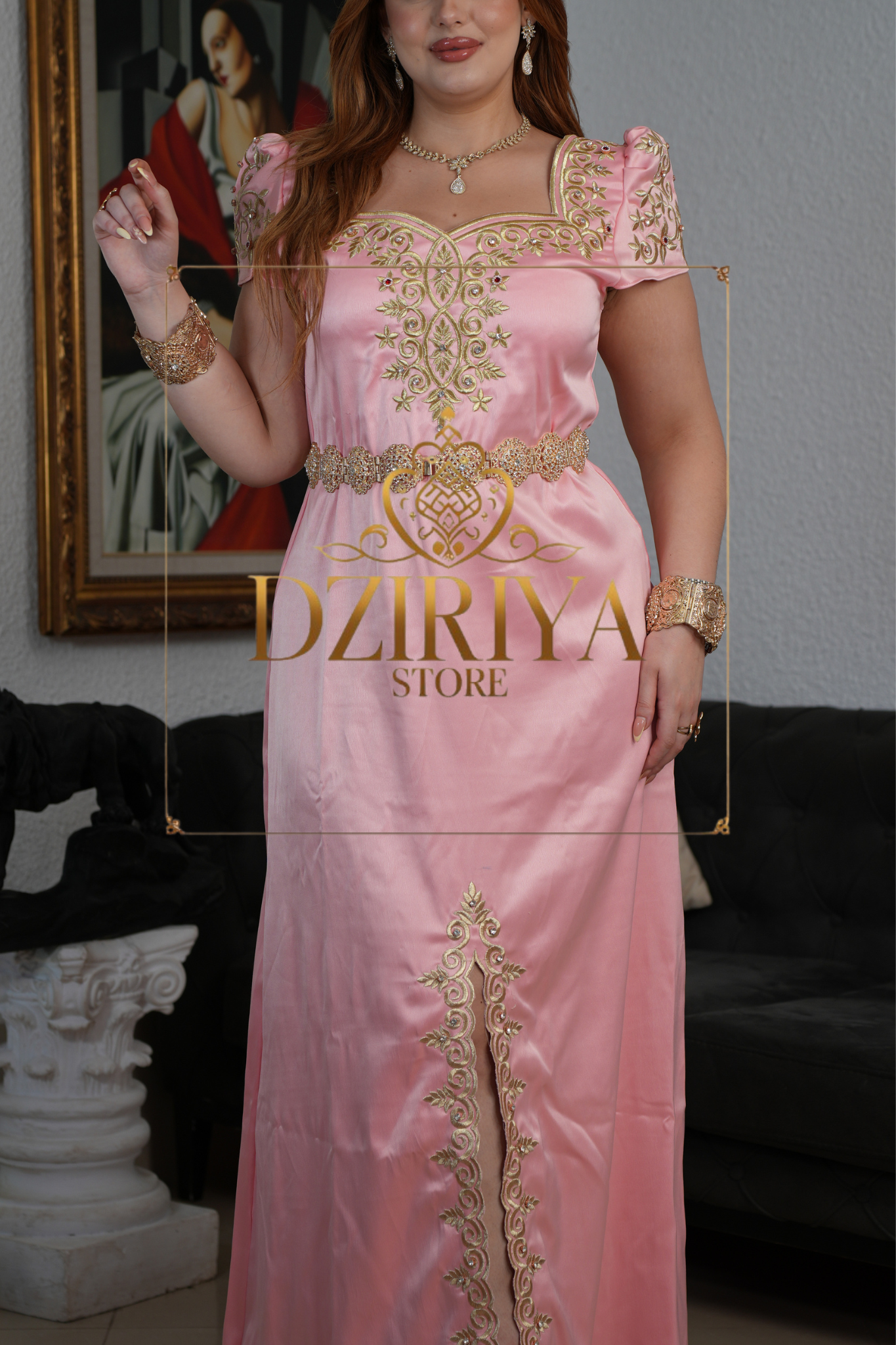 ✨ قندورة فتلة بالستان مع حزام ✨