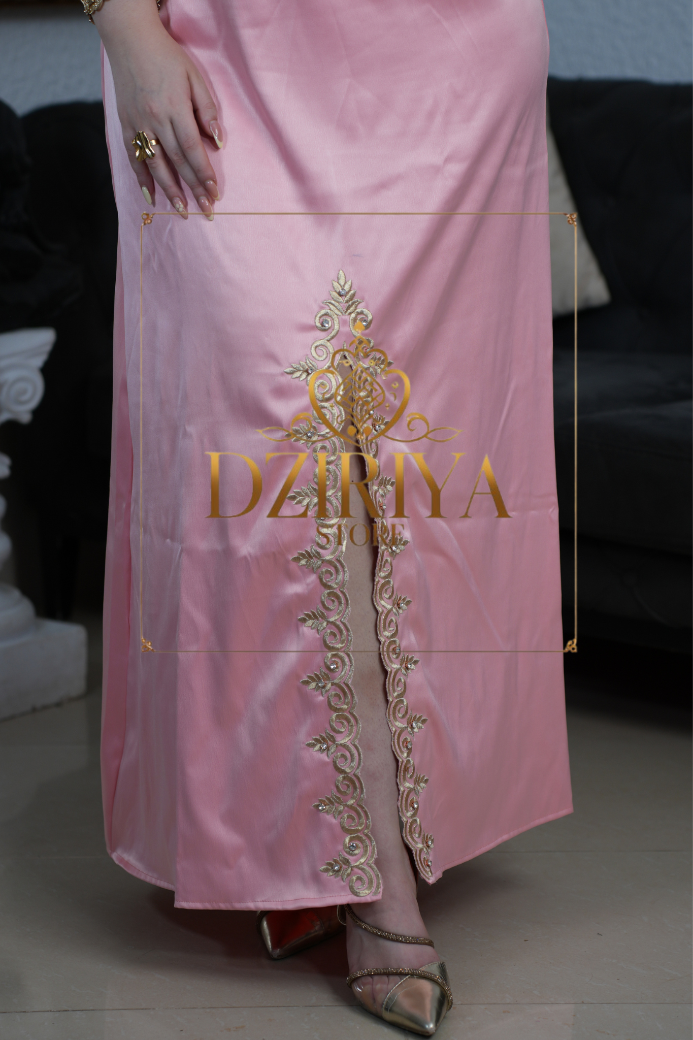 ✨ قندورة فتلة بالستان مع حزام ✨